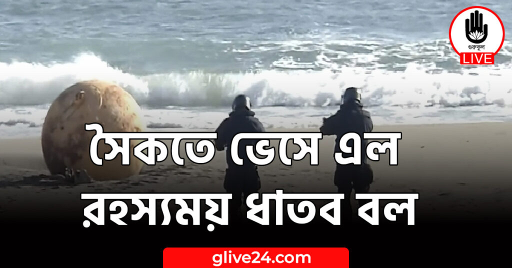ভেসে এল রহস্যময় ধাতব বল সৈকতে ভেসে এল রহস্যময় ধাতব বল