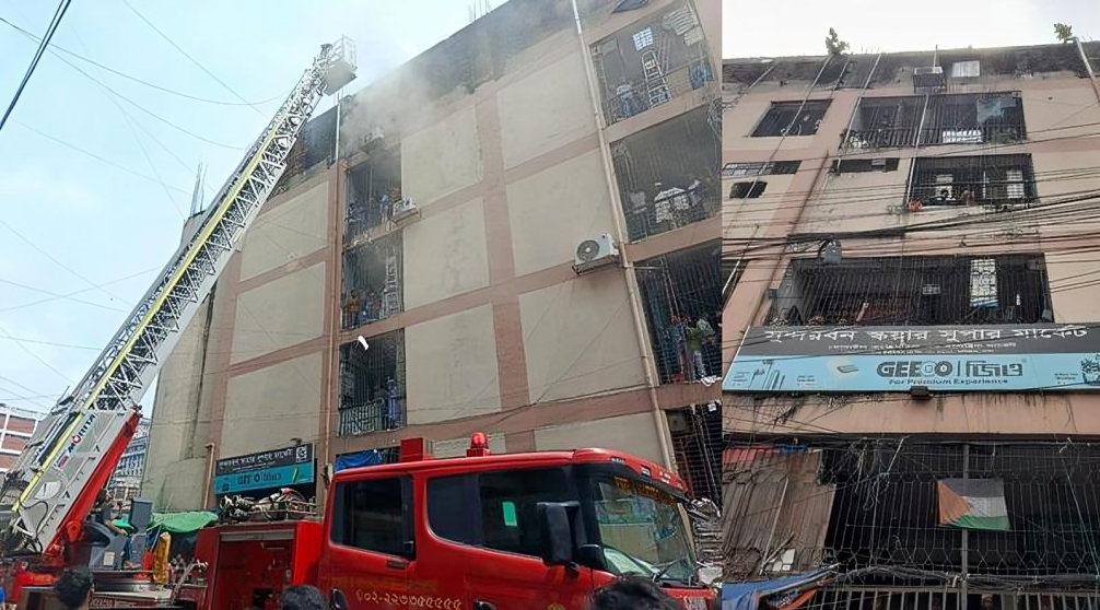 গুলিস্তানের সুন্দরবন স্কয়ার মার্কেটের আগুন নিয়ন্ত্রণে আনলো ফায়ার সার্ভিস