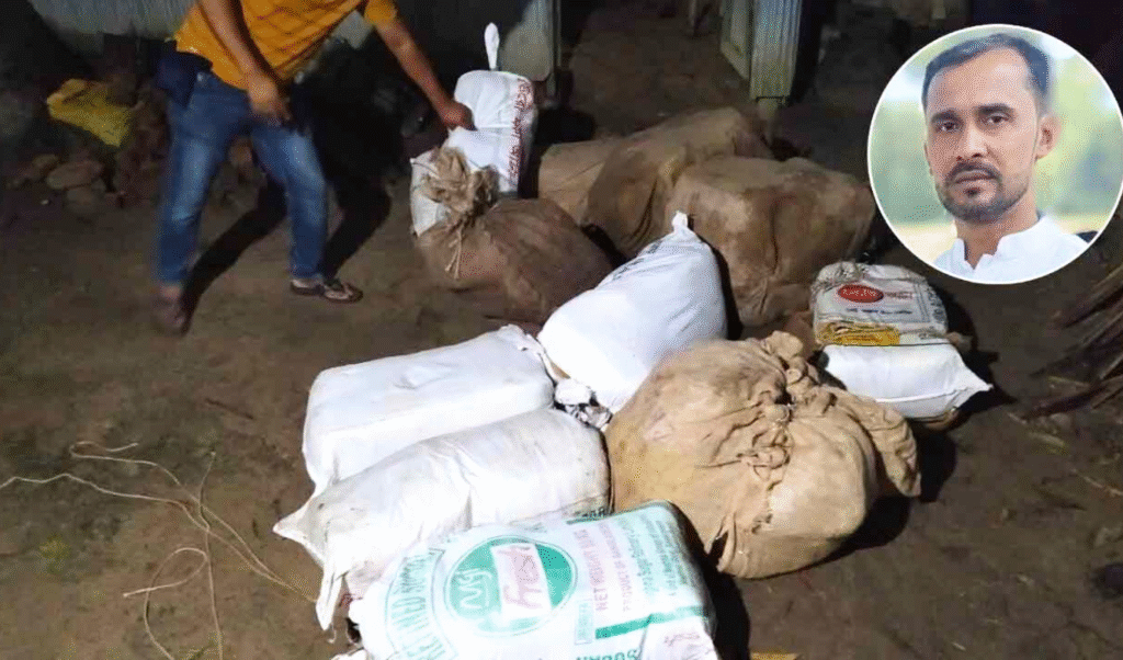 গোয়ালঘরে মিলল ভারতীয় চোরাচালানের পণ্য, পালালেন যুবদল নেতা