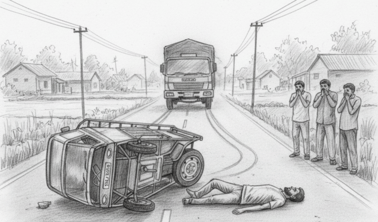 ট্রাকচাপায় ভ্যান আরোহী নিহত