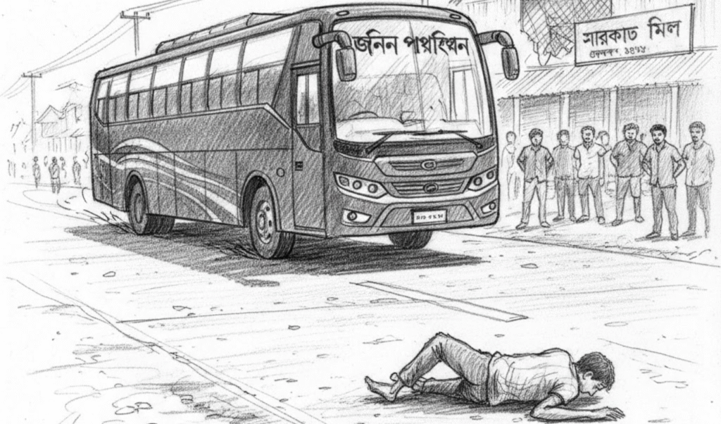 বাসচাপায় প্রাণ গেল পথচারীর বাসচাপায় প্রাণ গেল পথচারীর