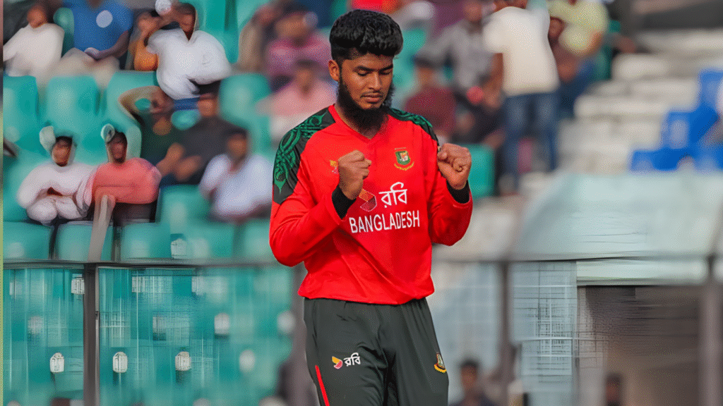রিশাদের গুগলিতে স্টাম্প উড়ে যায়, উড়ছে বাংলাদেশের আশা–আত্মবিশ্বাসও Rishads Googly Sends Stumps Flying as He Dreams of Ending the Series on a High রিশাদের গুগলিতে স্টাম্প উড়ে যায়, উড়ছে বাংলাদেশের আশা–আত্মবিশ্বাসও