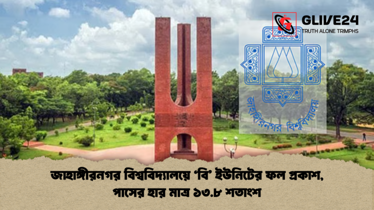 জাহাঙ্গীরনগর বিশ্ববিদ্যালয়ে ‘বি ইউনিটের ফল প্রকাশ পাসের হার মাত্র ১৩.৮ শতাংশ জাহাঙ্গীরনগর বিশ্ববিদ্যালয়ে ‘বি’ ইউনিটের ফল প্রকাশ, পাসের হার মাত্র ১৩.৮ শতাংশ