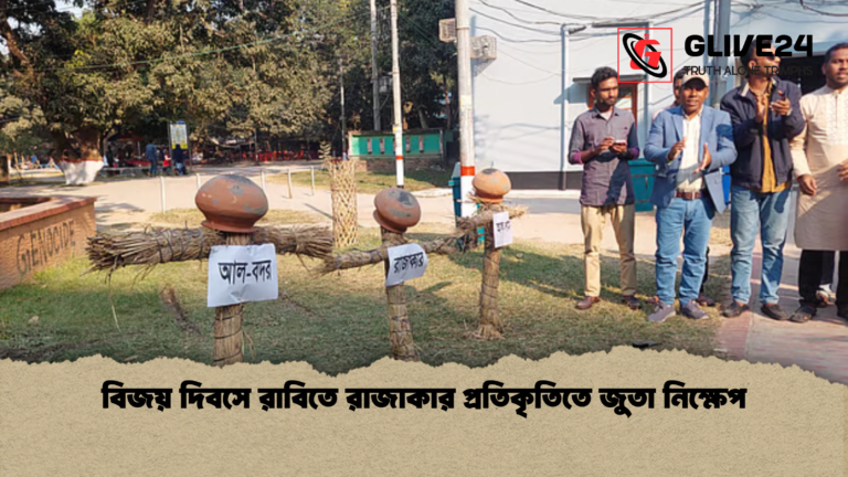 বিজয় দিবসে রাবিতে রাজাকার প্রতিকৃতিতে জুতা নিক্ষেপ বিজয় দিবসে রাবিতে রাজাকার প্রতিকৃতিতে জুতা নিক্ষেপ