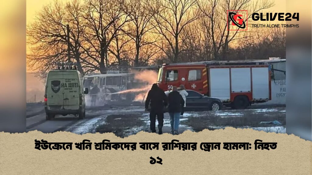 ইউক্রেনে খনি শ্রমিকদের বাসে রাশিয়ার ড্রোন হামলা নিহত ১২ ইউক্রেনে খনি শ্রমিকদের বাসে রাশিয়ার ড্রোন হামলা: নিহত ১২