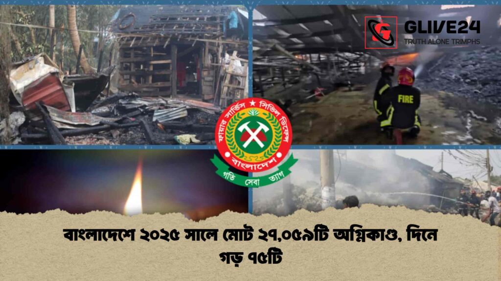 বাংলাদেশে ২০২৫ সালে মোট ২৭,০৫৯টি অগ্নিকাণ্ড, দিনে গড় ৭৫টি