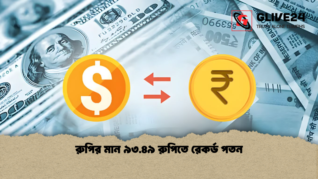 রুপির মান ৯৩.৪৯ রুপিতে রেকর্ড পতন রুপির মান ৯৩.৪৯ রুপিতে রেকর্ড পতন