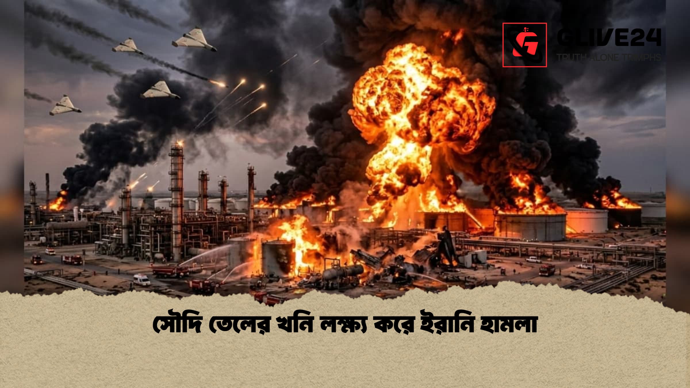 সৌদি তেলের খনি লক্ষ্য করে ইরানি হামলা 1 সৌদি তেলের খনি লক্ষ্য করে ইরানি হামলা