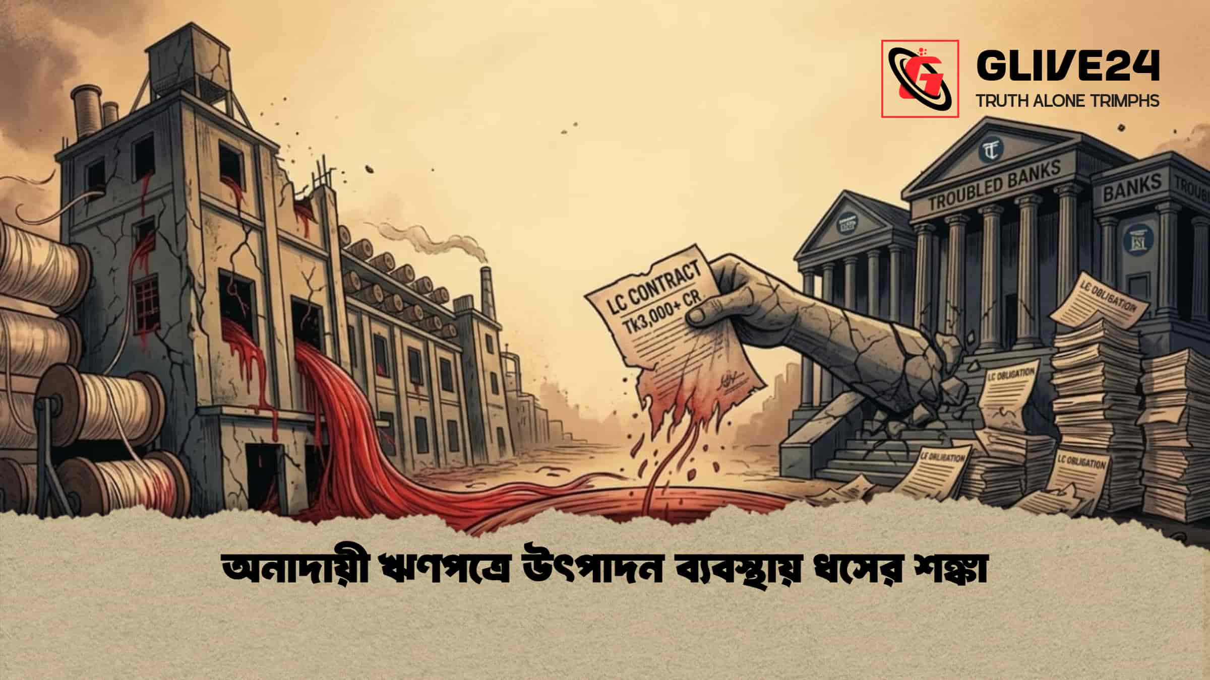 অনাদায়ী ঋণপত্রে উৎপাদন ব্যবস্থায় ধসের শঙ্কা