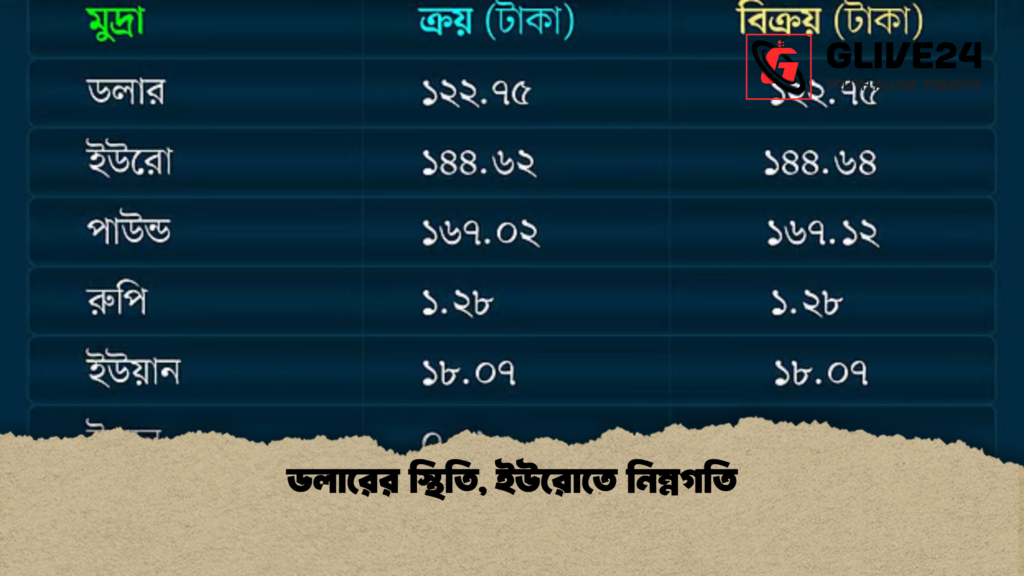 ডলারের স্থিতি ইউরোতে নিম্নগতি ডলারের স্থিতি, ইউরোতে নিম্নগতি