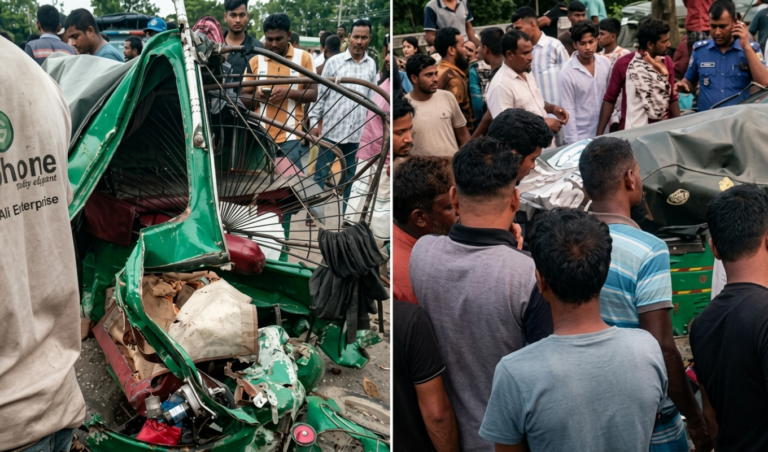 দ্রুতগামী বাসের ধাক্কায় সিএনজি উল্টে সিরাজগঞ্জে নিহত ৩ দ্রুতগামী বাসের ধাক্কায় সিএনজি উল্টে সিরাজগঞ্জে নিহত ৩