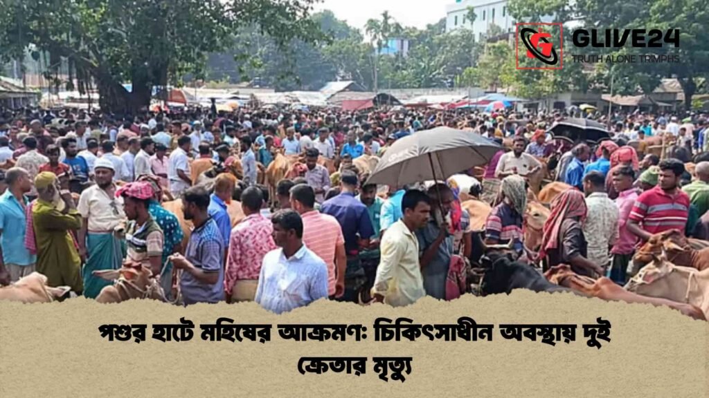পশুর হাটে মহিষের আক্রমণ চিকিৎসাধীন অবস্থায় দুই ক্রেতার মৃত্যু