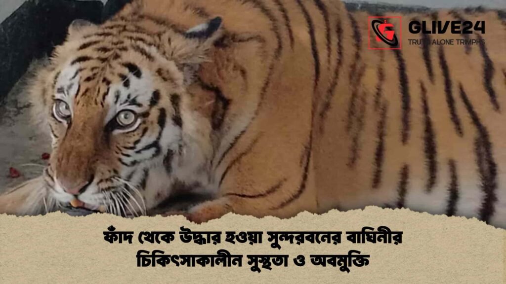 ফাঁদ থেকে উদ্ধার হওয়া সুন্দরবনের বাঘিনীর চিকিৎসাকালীন সুস্থতা ও অবমুক্তি
