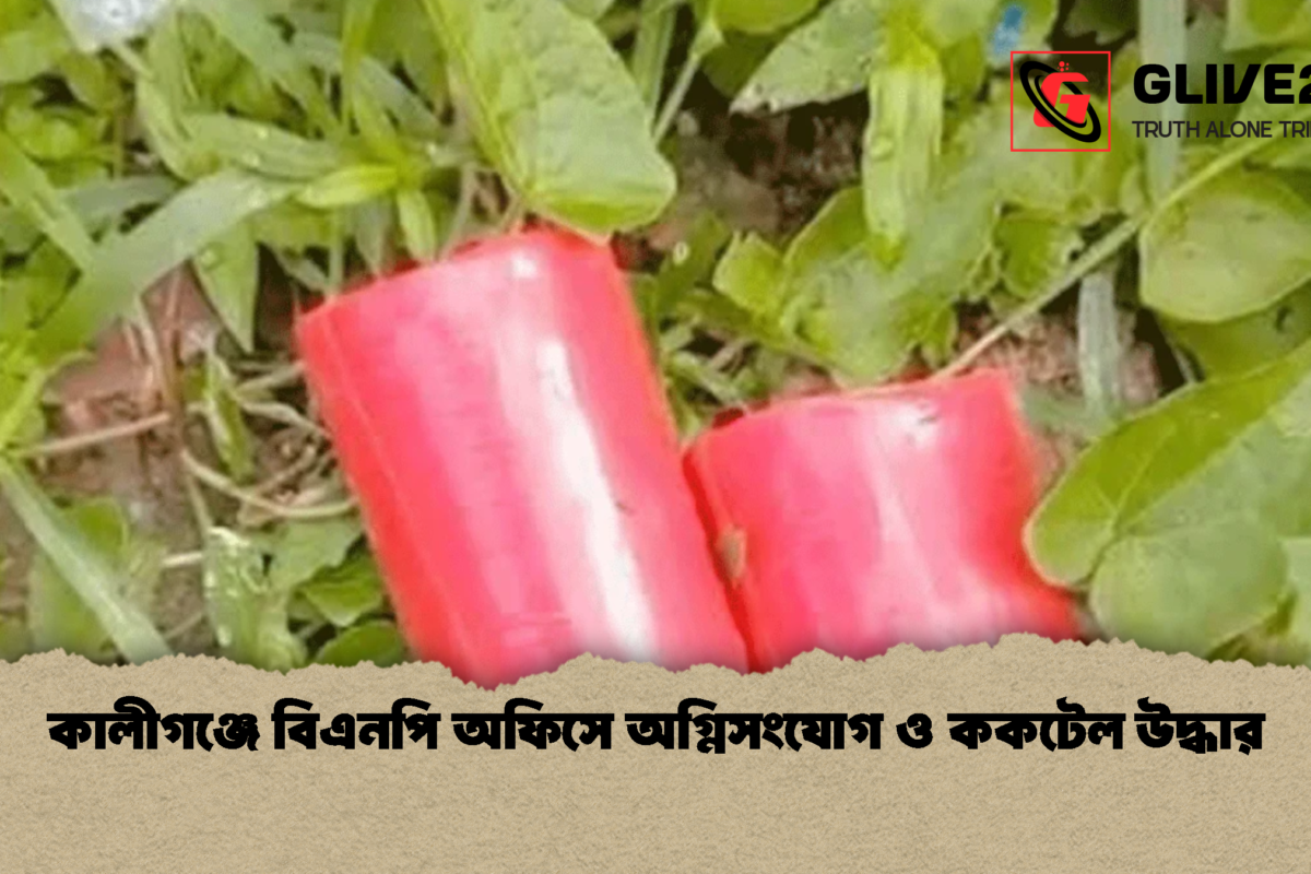 কালীগঞ্জে বিএনপি অফিসে অগ্নিসংযোগ ও ককটেল উদ্ধার