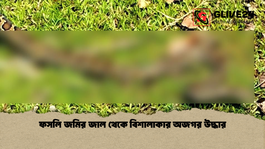 ফসলি জমির জাল থেকে বিশালাকার অজগর উদ্ধার 1 ফসলি জমির জাল থেকে বিশালাকার অজগর উদ্ধার