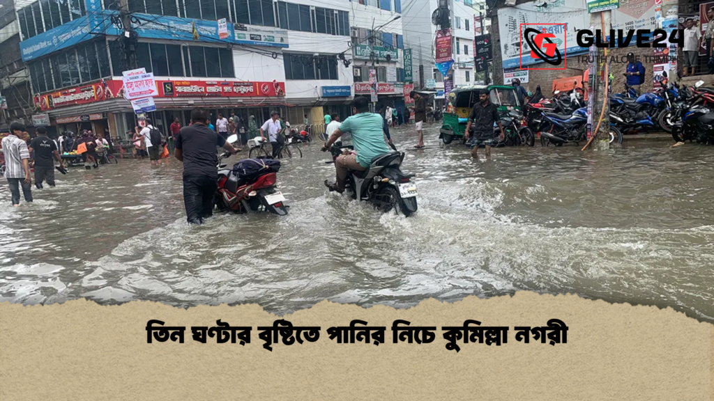 তিন ঘণ্টার বৃষ্টিতে পানির নিচে কুমিল্লা নগরী তিন ঘণ্টার বৃষ্টিতে পানির নিচে কুমিল্লা নগরী