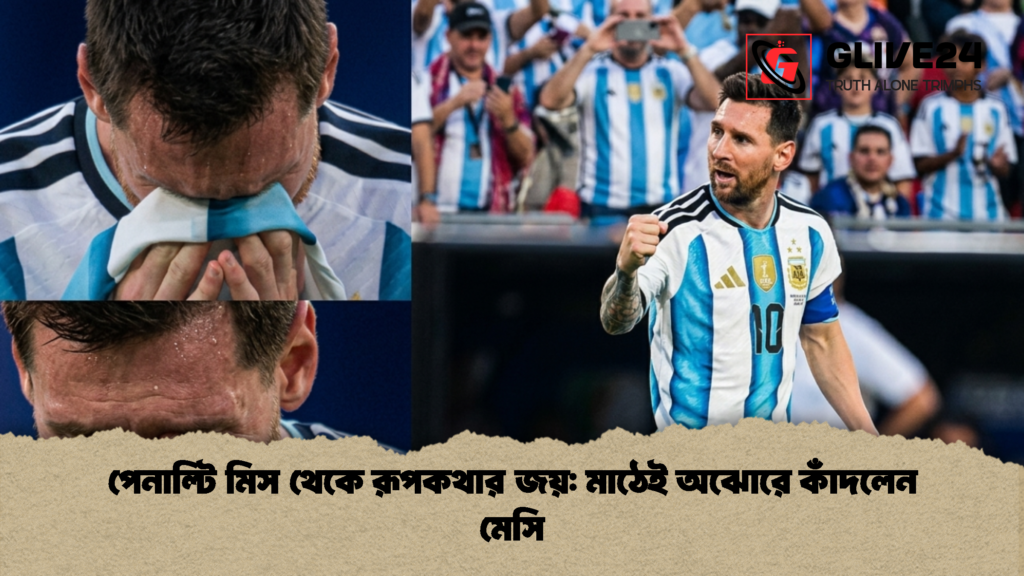 পেনাল্টি মিস থেকে রূপকথার জয় মাঠেই অঝোরে কাঁদলেন মেসি পেনাল্টি মিস থেকে রূপকথার জয়: মাঠেই অঝোরে কাঁদলেন মেসি