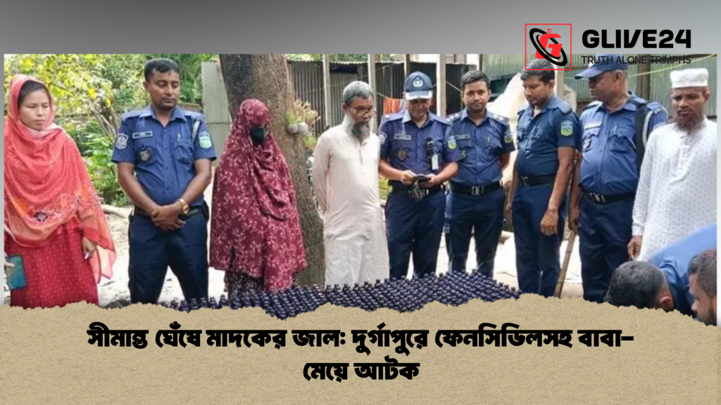 সীমান্ত ঘেঁষে মাদকের জাল: দুর্গাপুরে ফেনসিডিলসহ বাবা-মেয়ে আটক সীমান্ত ঘেঁষে মাদকের জাল দুর্গাপুরে ফেনসিডিলসহ বাবা মেয়ে আটক 1 সীমান্ত ঘেঁষে মাদকের জাল: দুর্গাপুরে ফেনসিডিলসহ বাবা-মেয়ে আটক