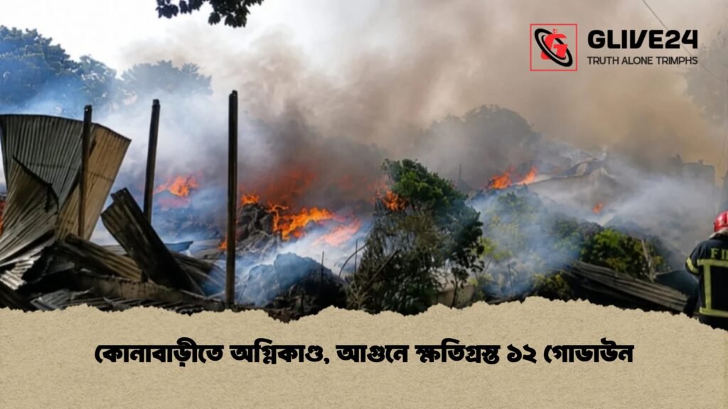 কোনাবাড়ীতে অগ্নিকাণ্ড, আগুনে ক্ষতিগ্রস্ত ১২ গোডাউন