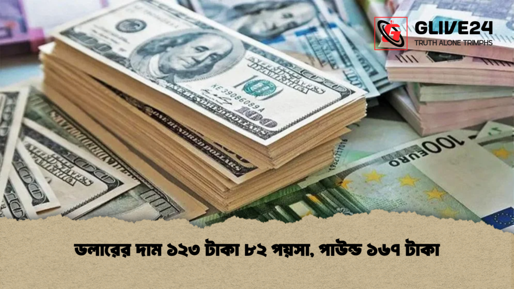 ডলারের দাম ১২৩ টাকা ৮২ পয়সা পাউন্ড ১৬৭ টাকা ডলারের দাম ১২৩ টাকা ৮২ পয়সা, পাউন্ড ১৬৭ টাকা