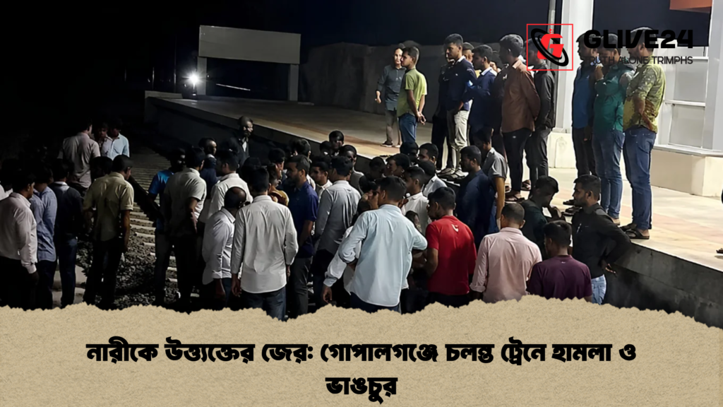 নারীকে উত্ত্যক্তের জের গোপালগঞ্জে চলন্ত ট্রেনে হামলা ও ভাঙচুর 1 নারীকে উত্ত্যক্তের জের: গোপালগঞ্জে চলন্ত ট্রেনে হামলা ও ভাঙচুর