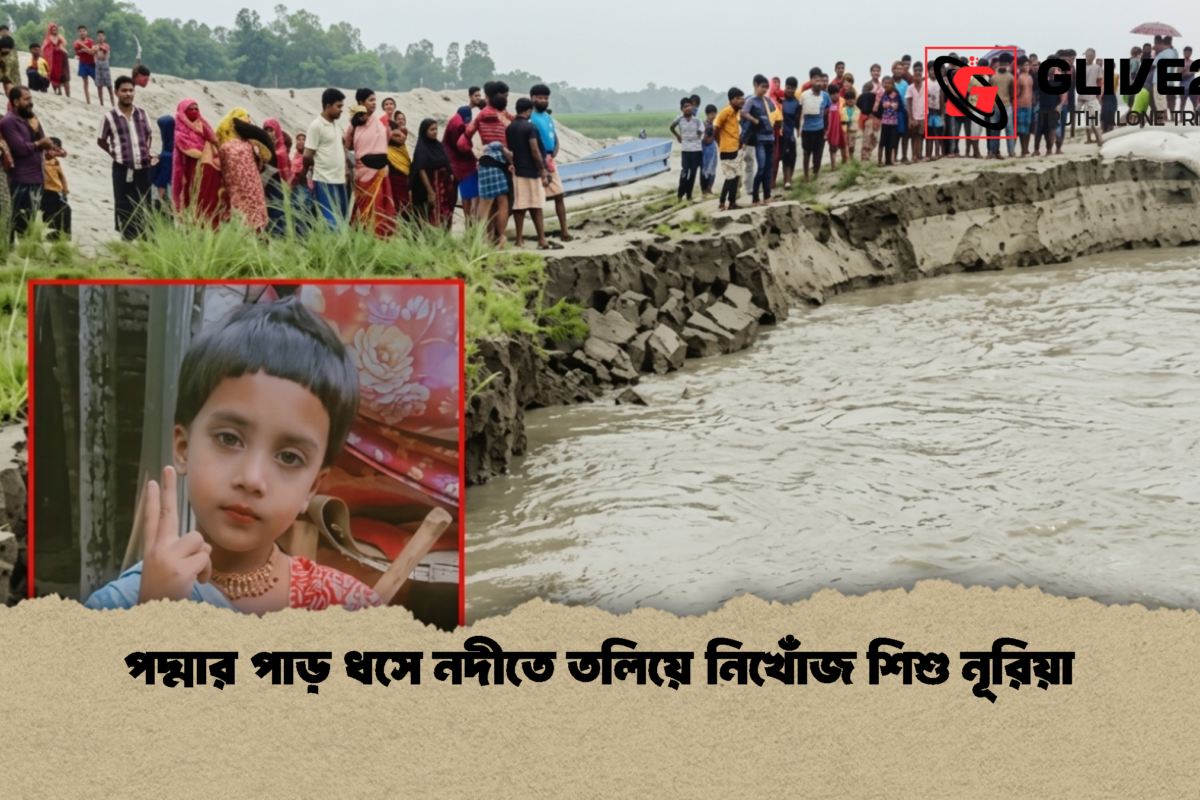 পদ্মার পাড় ধসে নদীতে তলিয়ে নিখোঁজ শিশু নূরিয়া