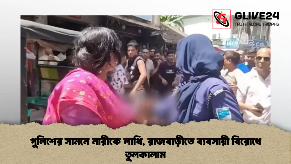 পুলিশের সামনে নারীকে লাথি, রাজবাড়ীতে ব্যবসায়ী বিরোধে তুলকালাম (2)