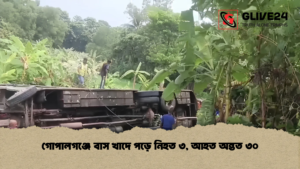 গোপালগঞ্জে বাস খাদে পড়ে নিহত ৩, আহত অন্তত ৩০
