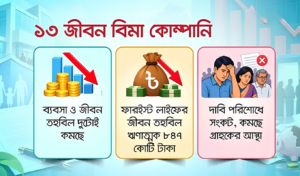ব্যবসা ও জীবন তহবিল কমেছে ১৩ জীবন বিমা কোম্পানির