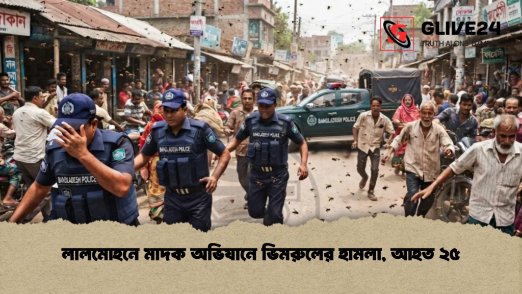 লালমোহনে মাদক অভিযানে ভিমরুলের হামলা, আহত ২৫