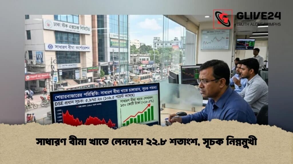 সাধারণ বীমা খাতে লেনদেন ২২.৮ শতাংশ, সূচক নিম্নমুখী