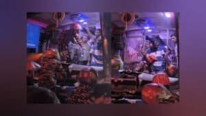 বাস দুর্ঘটনার পর দরজা ভেঙে যাত্রীদের উদ্ধার